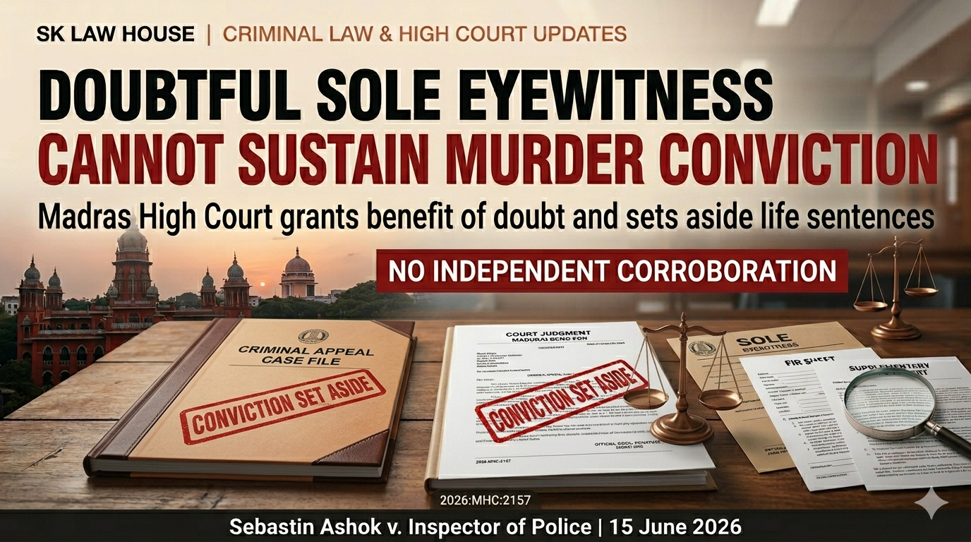 Single Eyewitness Not Fully Reliable: Madras High Court Sets Aside Murder Convictions and Orders Release